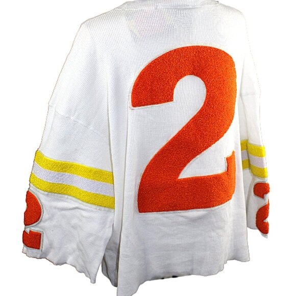 Dos Corazonez White Made From The Heart Waffle Knit Jersey Pullover, Size Large - Picture 5 of 7
